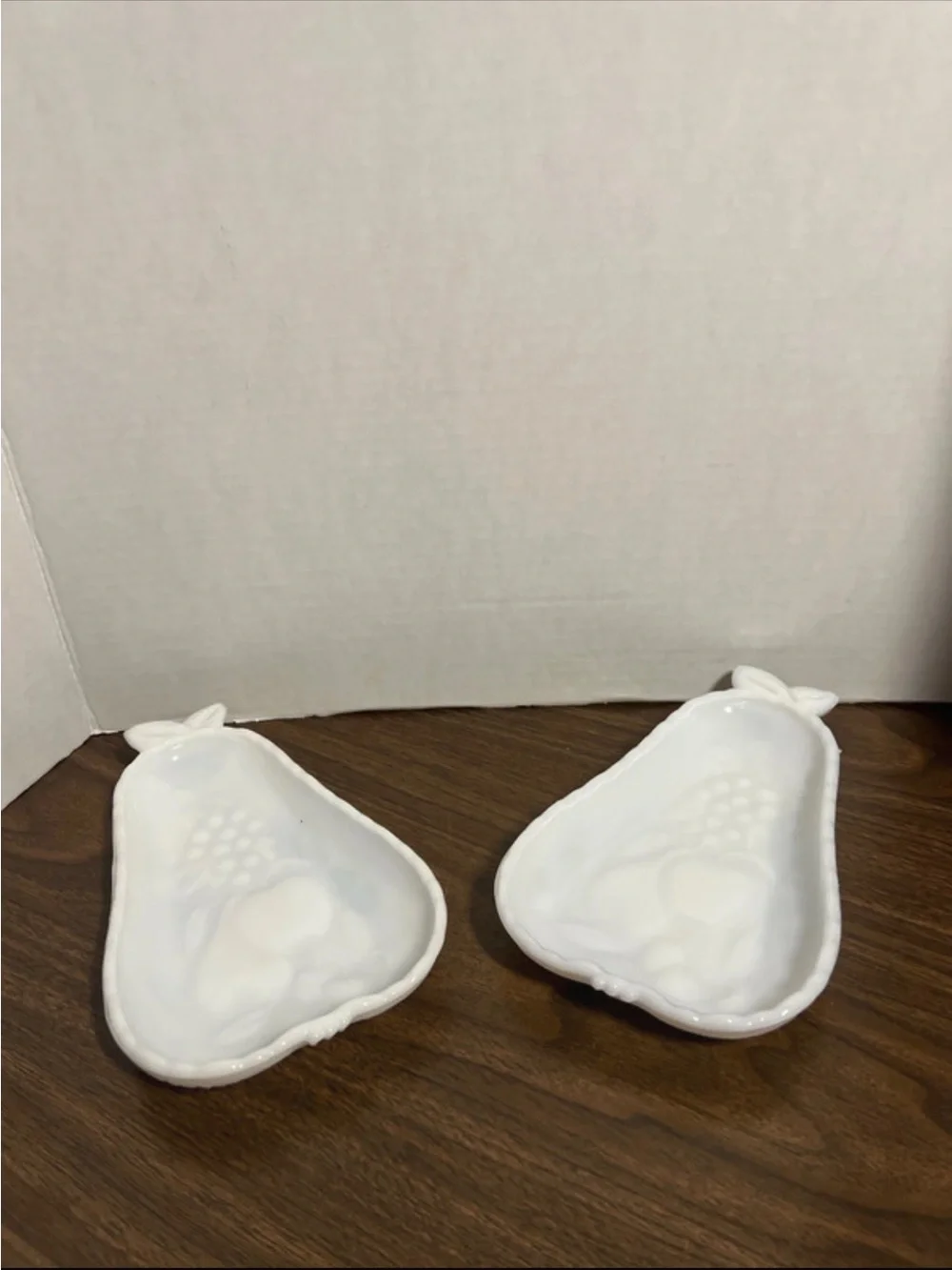 Milk Glass Pear shaped Dishes - Set of 2